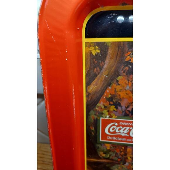 2 Vintage Coke 1987 Coca Cola Touring Car Advertising Lithograph TV Tray w Legs - Picture 2 of 12